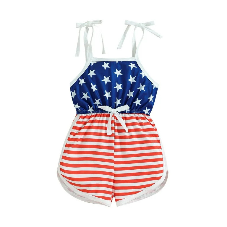 Zanarzt Toddler Girls Independence Day Romper 4th of July Toddler Baby Girl Outfits Red White and... | Walmart (US)