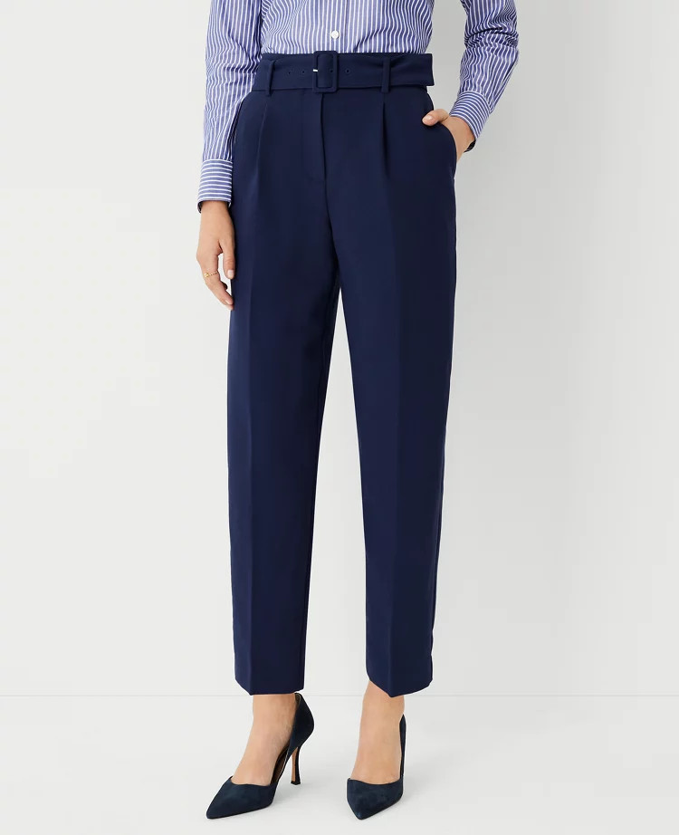 The Belted High Waist Taper Pant | Ann Taylor (US)