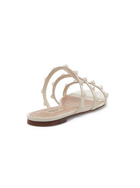 Rockstud Patent Leather Slides | Saks Fifth Avenue