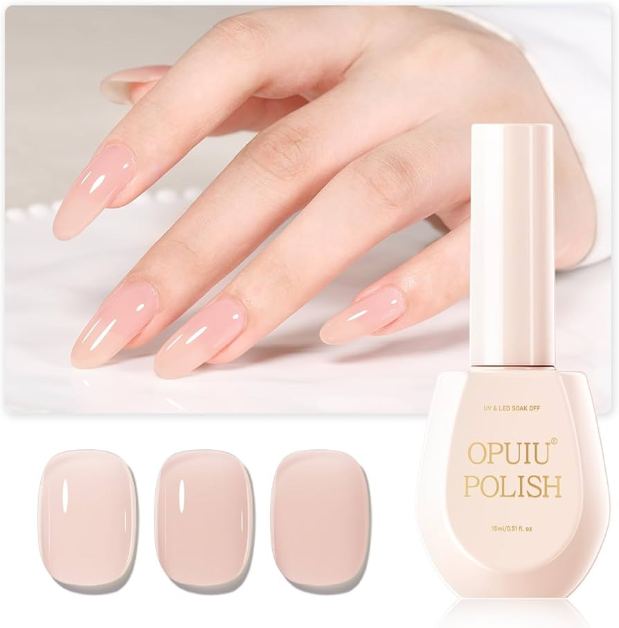 OPUIU Natural Nude Gel Nail Polish, 15ml Jelly Nude Gel Polish Translucent Color Soak Off UV LED ... | Amazon (US)