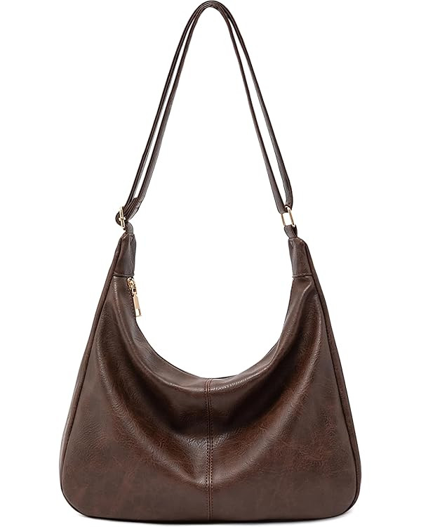 NIUEIMEE ZHOU Hobo Bags for Women Foldable Vegan Leather Shoulder Handbag Slouchy Tote Crossbody ... | Amazon (US)