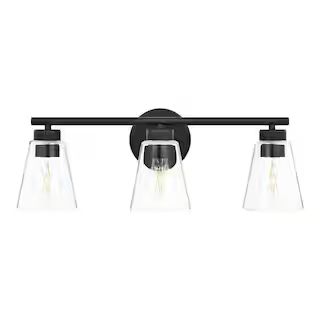 Hampton Bay Eastburn 22 in. 3-Light Matte Black Vanity Light with Clear Glass Shades HD32661C3 - ... | The Home Depot