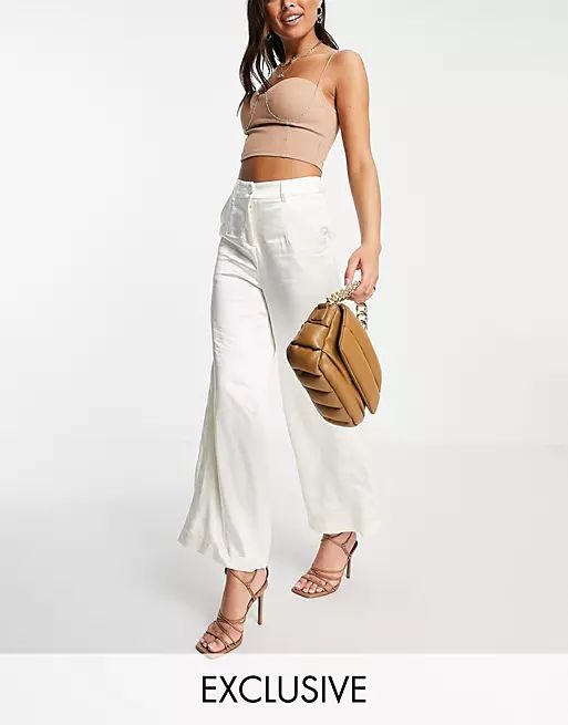 Ei8th Hour exclusive wide leg pants in buttercream - part of a set | ASOS (Global)