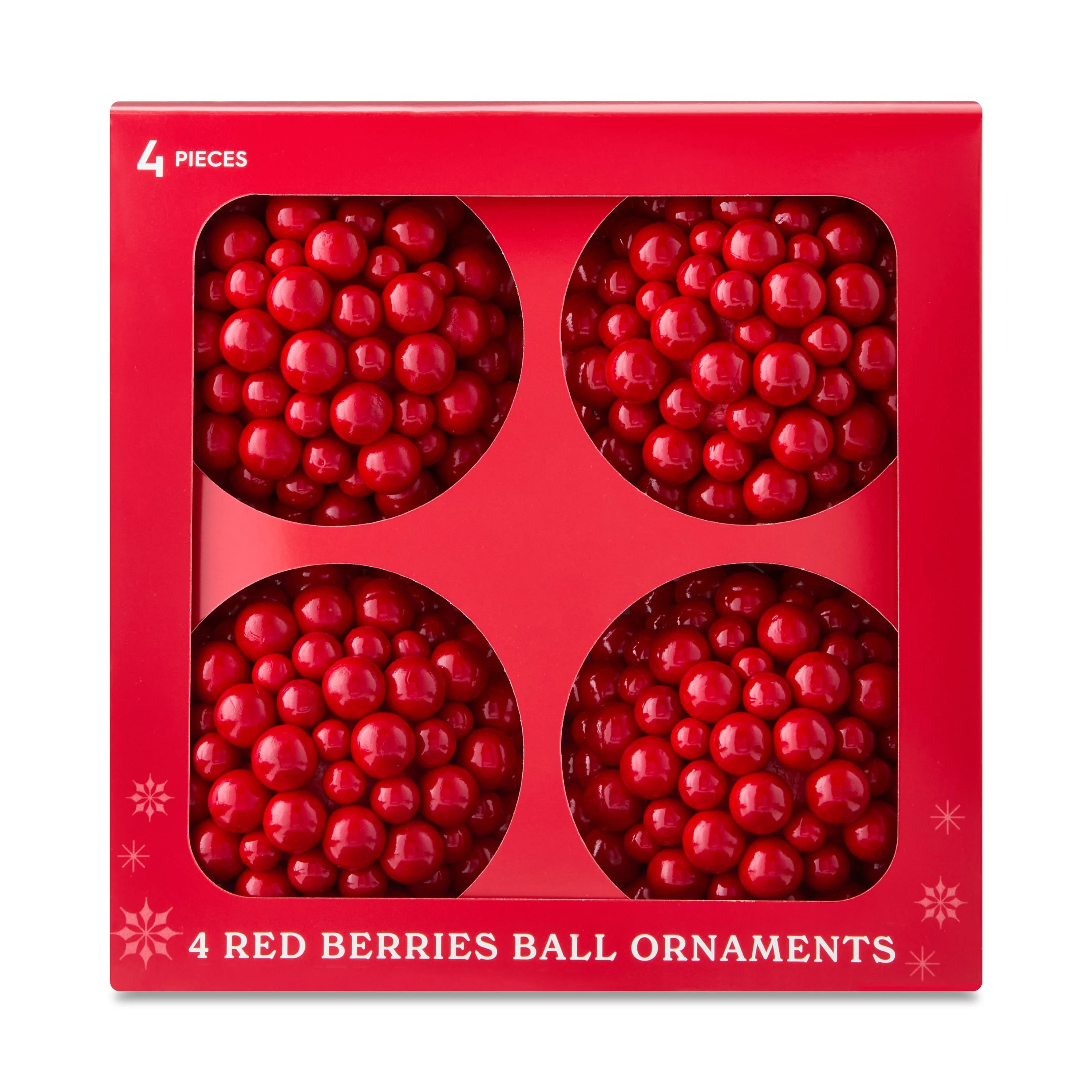 4 Adornos Navideños con Bolas de Bayas Rojas, Heritage Holiday Theme, de Holiday Time | Walmart (US)