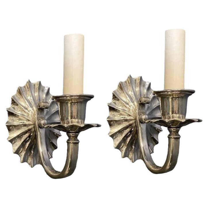 1920's Silver Plated Caldwell One Light Sconces | 1stDibs