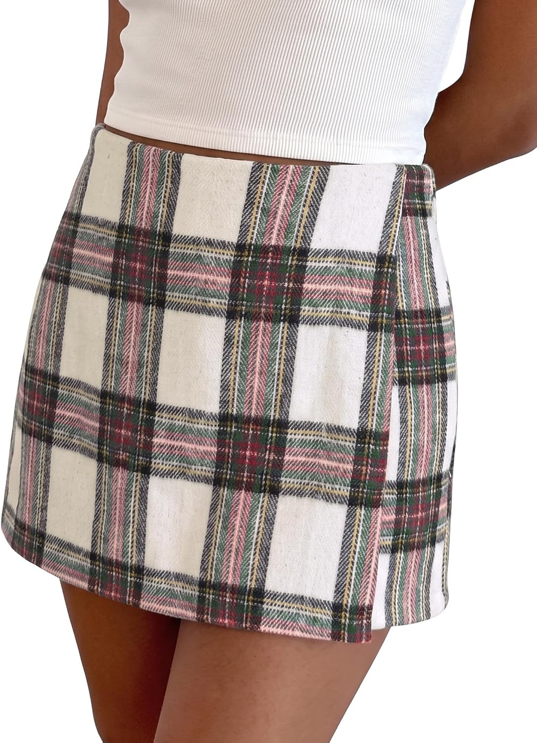 luvamia Plaid Skorts for Woman High Waist Mini Wrap Skort Skirt with Shorts | Amazon (US)