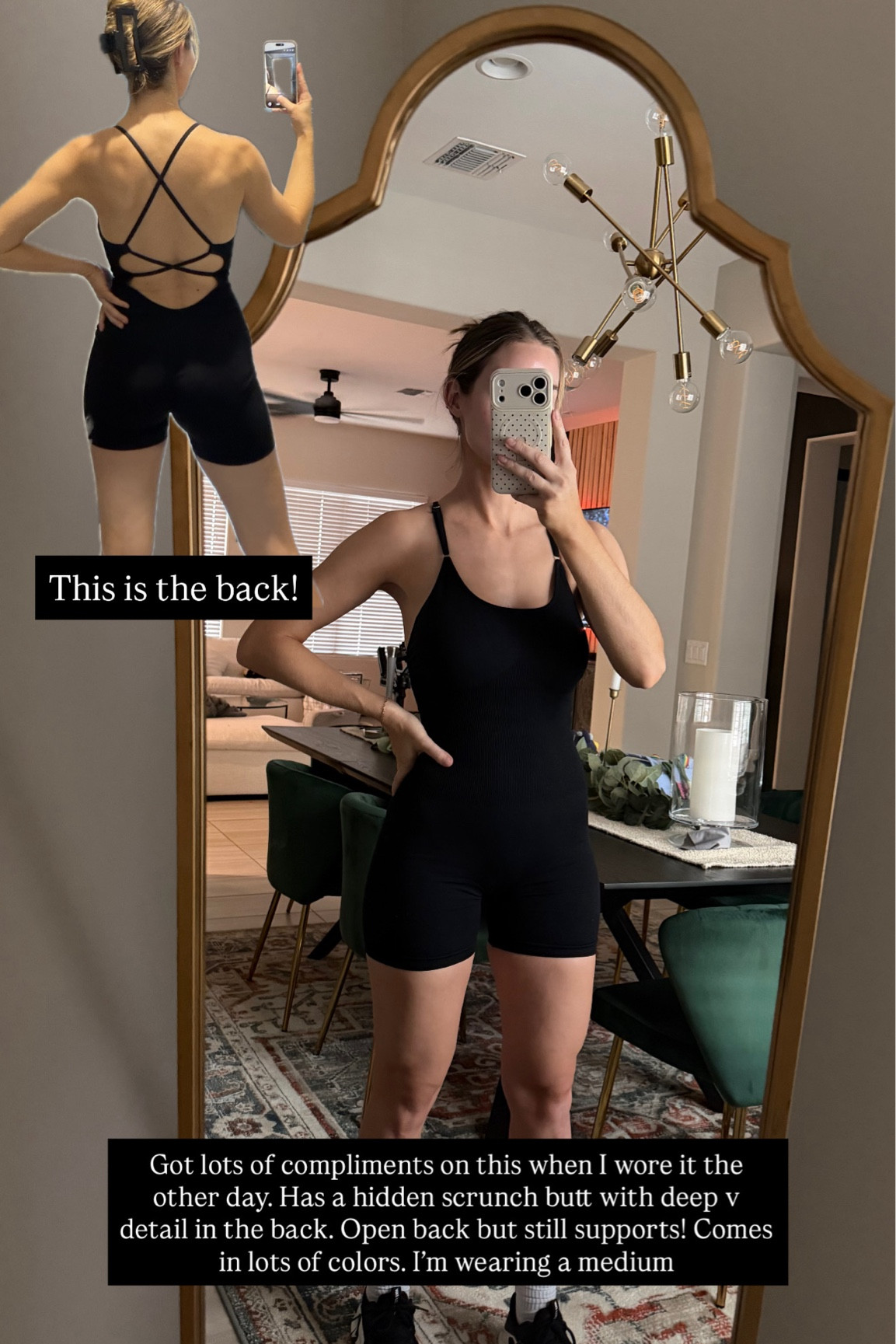 This romper is so cute and perfect for the gym or just casual wear! It has a scrunch butt and deep ve detail in the back. Open back but still supports very supportive! 

#LTKfitnessgoals #LTKMothersDay #LTKgrwm