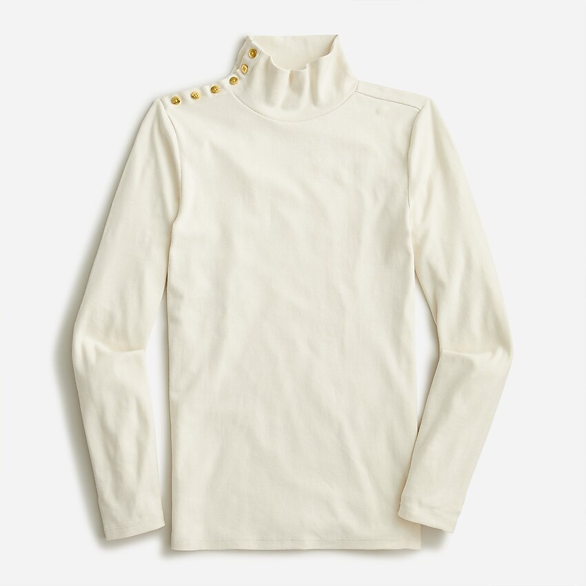 Perfect-fit ribbed turtleneck with buttons | J. Crew US