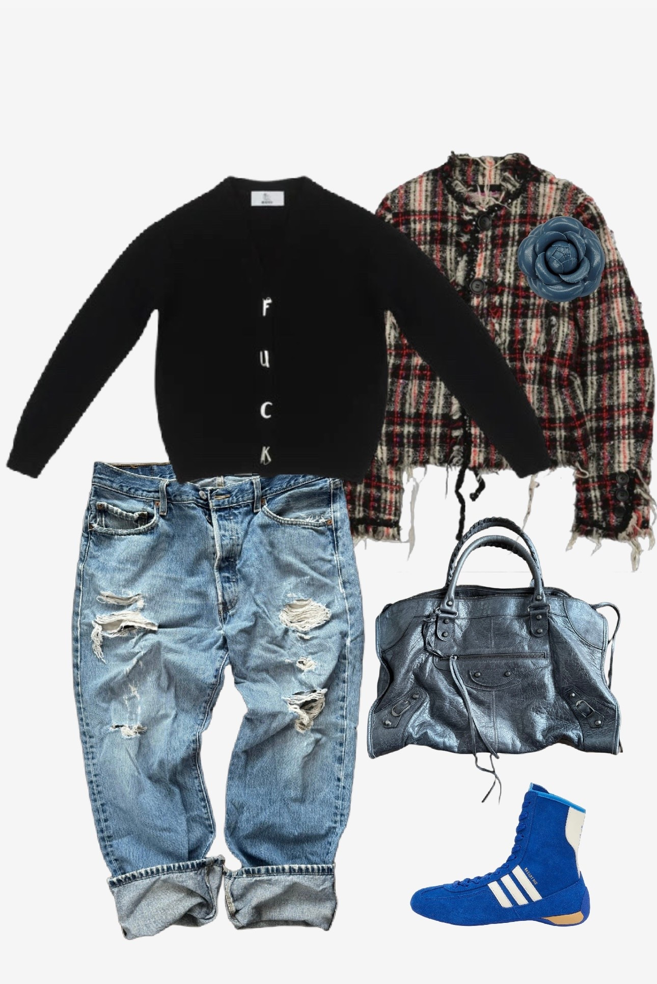 This cardigan is always appropriate due to the current state of the world. 

Jacket, jeans, and bag are secondhand/vintage.

#LTKOver40 #LTKootd