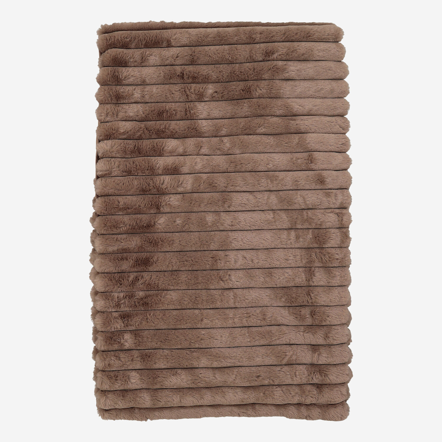 Brown Faux Fur Ribbed Throw 152x213cm | TK Maxx