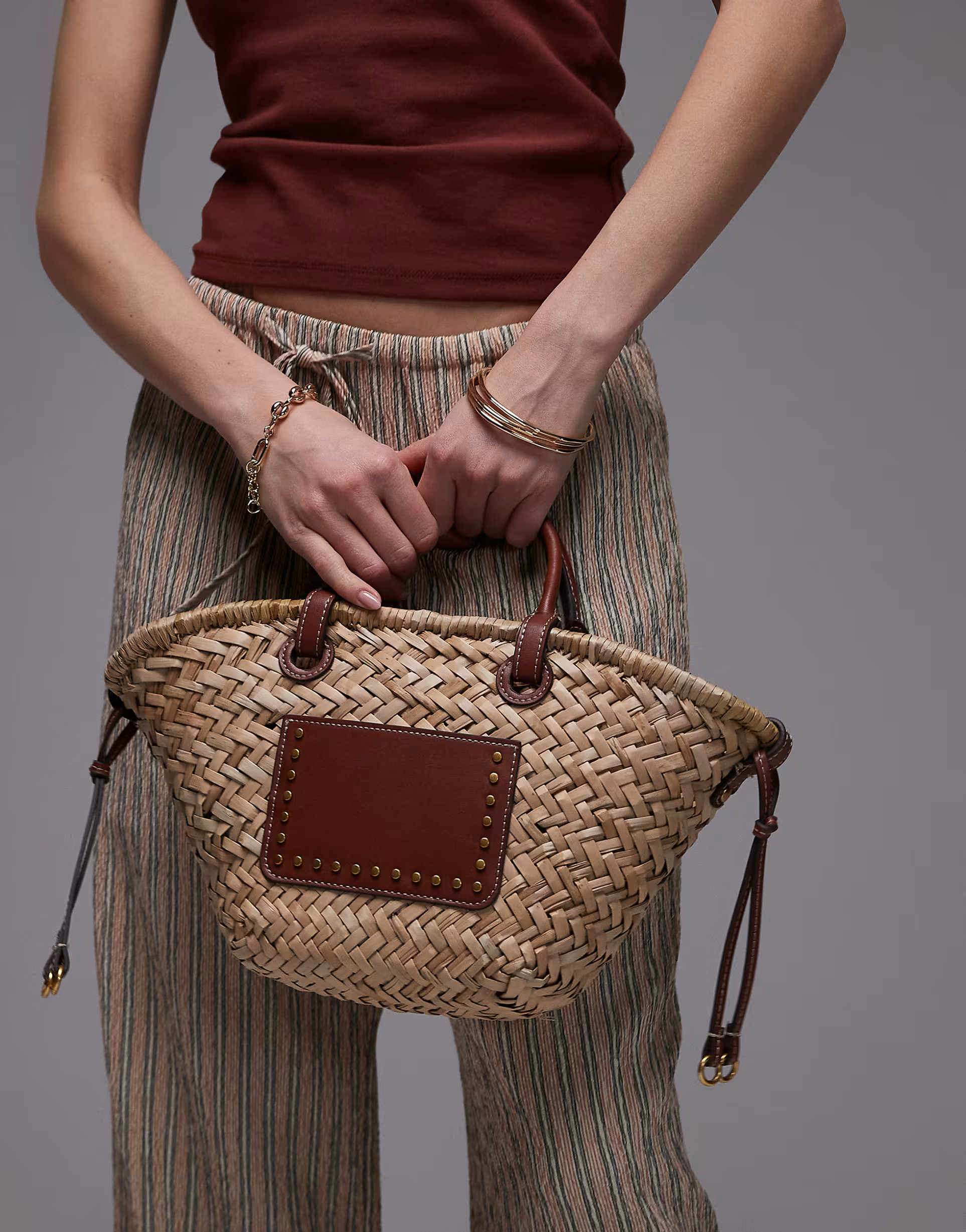 Mango woven structured shoulder bag in tan | ASOS (Global)