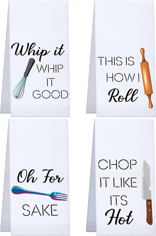 Patelai 4 Pieces Funny Kitchen Towels Dish Towels with Funny Saying Cute Decorative Dishcloths Se... | Amazon (US)