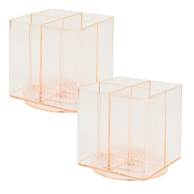 Trio Home Square Rotating 4 Compartment Cosmetic & Beauty Organizer, Brush Holder, Makeup, Jewelry, Office Accessories, Vanity Holder | Target