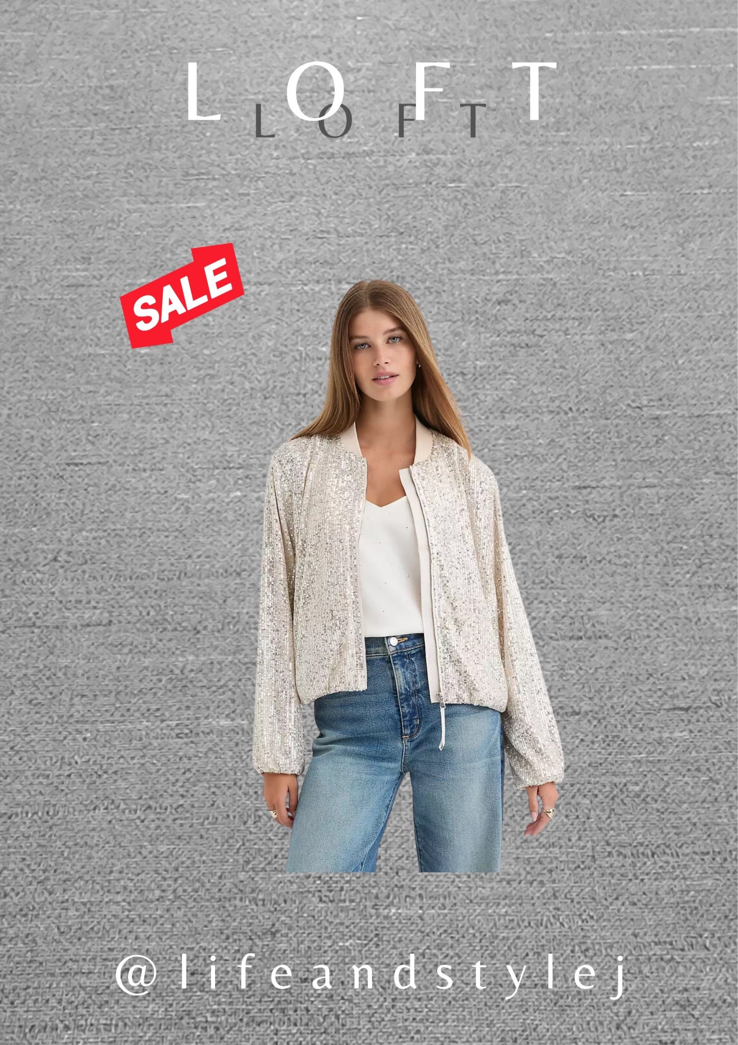 Add glamour to your wardrobe with the Loft Sequin Bomber Jacket, on sale now. Pair it with a little black dress for a night out, or with distressed denim and a graphic tee for a chic, edgy look. Perfect for midlife women who want to make a statement with ageless fashion.
#MidlifeFashion #AgelessStyle #SequinJacket #WomenOver40Style #FallFashionTrend 

#LTKSeasonal #LTKHoliday #LTKOver40