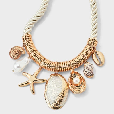 Nautical Cord Necklace with Shells - A New Day™ Gold | Target