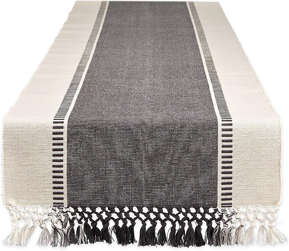 DII Dobby Stripe Woven Table Runner, 13x108-inch, Mineral Gray | Amazon (US)