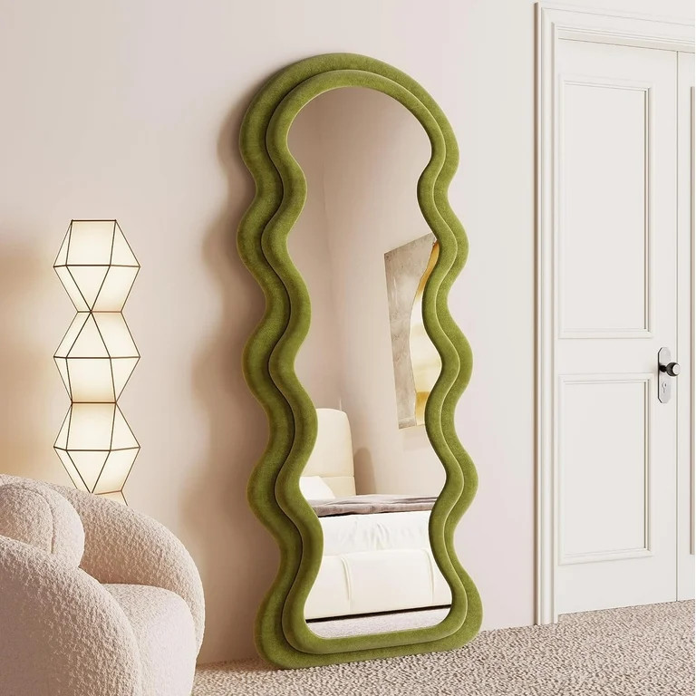 BOJOY Full Length Mirror, 63" x 24" Wall Mirror, Flannel Wrapped Wooden Frame Floor Mirror, Irreg... | Walmart (US)