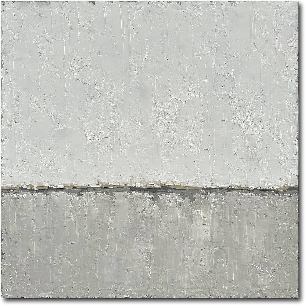 NANKAI 36x36 inch Minimalist Oil Painting, Hand Painted Grey Art Wall, Canvas Black and White Abs... | Amazon (US)