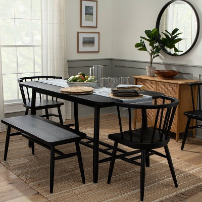 Shaker Wooden Dining Bench - Black - Hearth & Hand™ with Magnolia: Rubberwood Frame, Seats 2, Farmhouse Style | Target