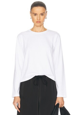 LESET Margo Long Sleeve Top in White - White. Size XS (also in ). | FWRD 