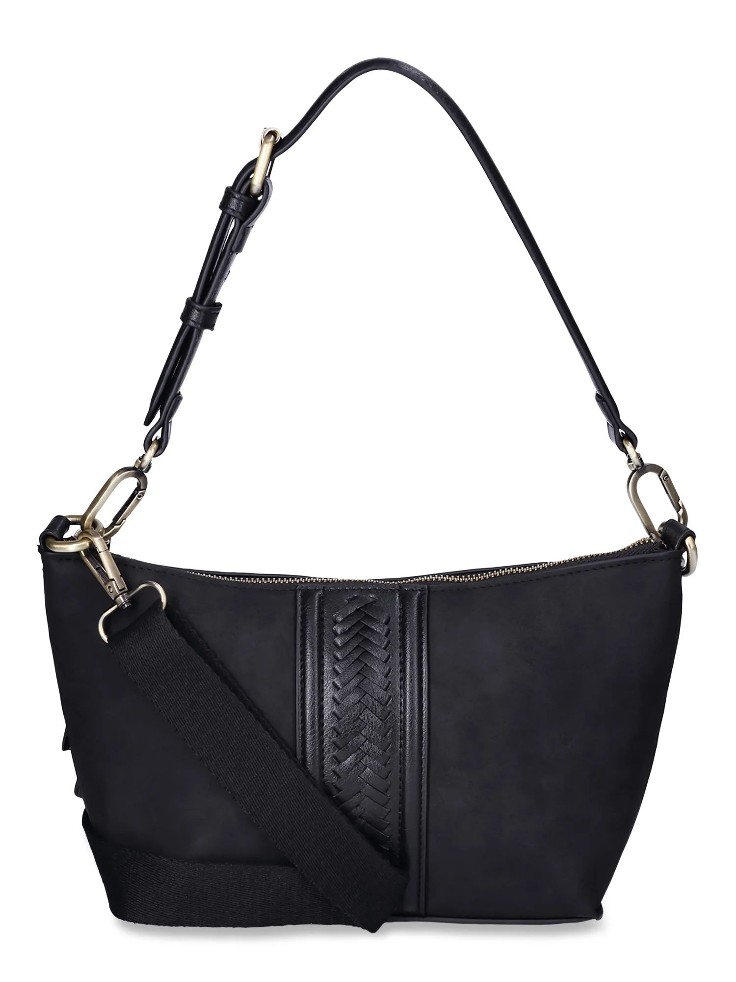 Time and Tru Women’s Georgia Shoulder Bag with Two Straps, Black | Walmart (US)