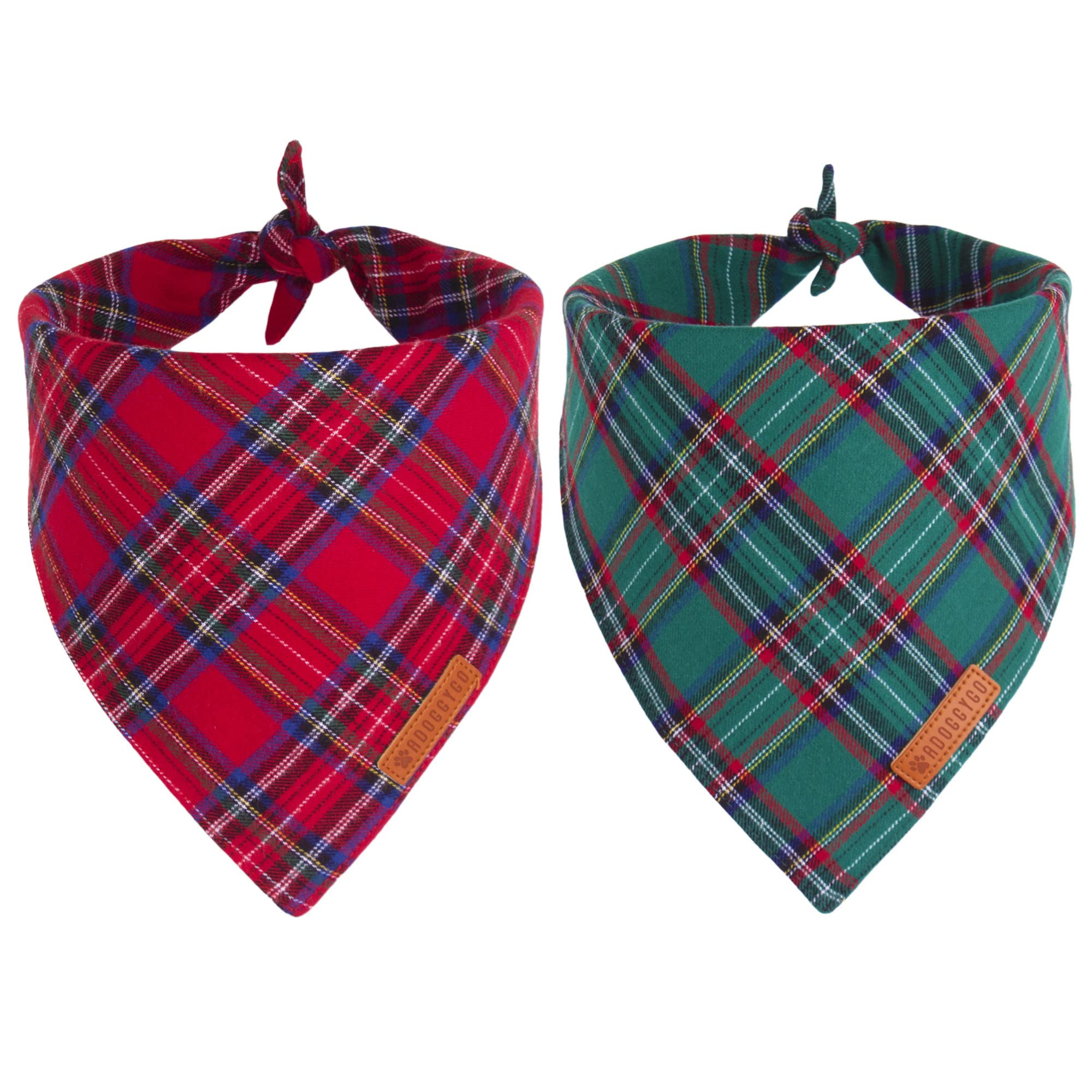 ADOGGYGO Christmas Dog Bandana 2 Pack, Stylish Plaid Pet Scarf, Premium Cotton Fabric, Multiple S... | Amazon (US)