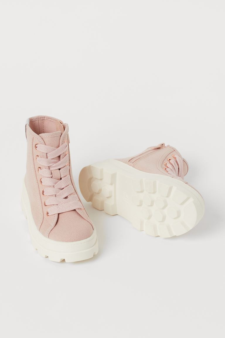 Chunky-soled ankle boots with lacing at front and a zipper at one side. Lining and insoles in wov... | H&M (US + CA)