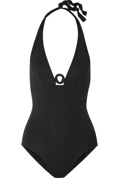 Eres - Studio Effect Embellished Halterneck Swimsuit - Black | NET-A-PORTER (US)