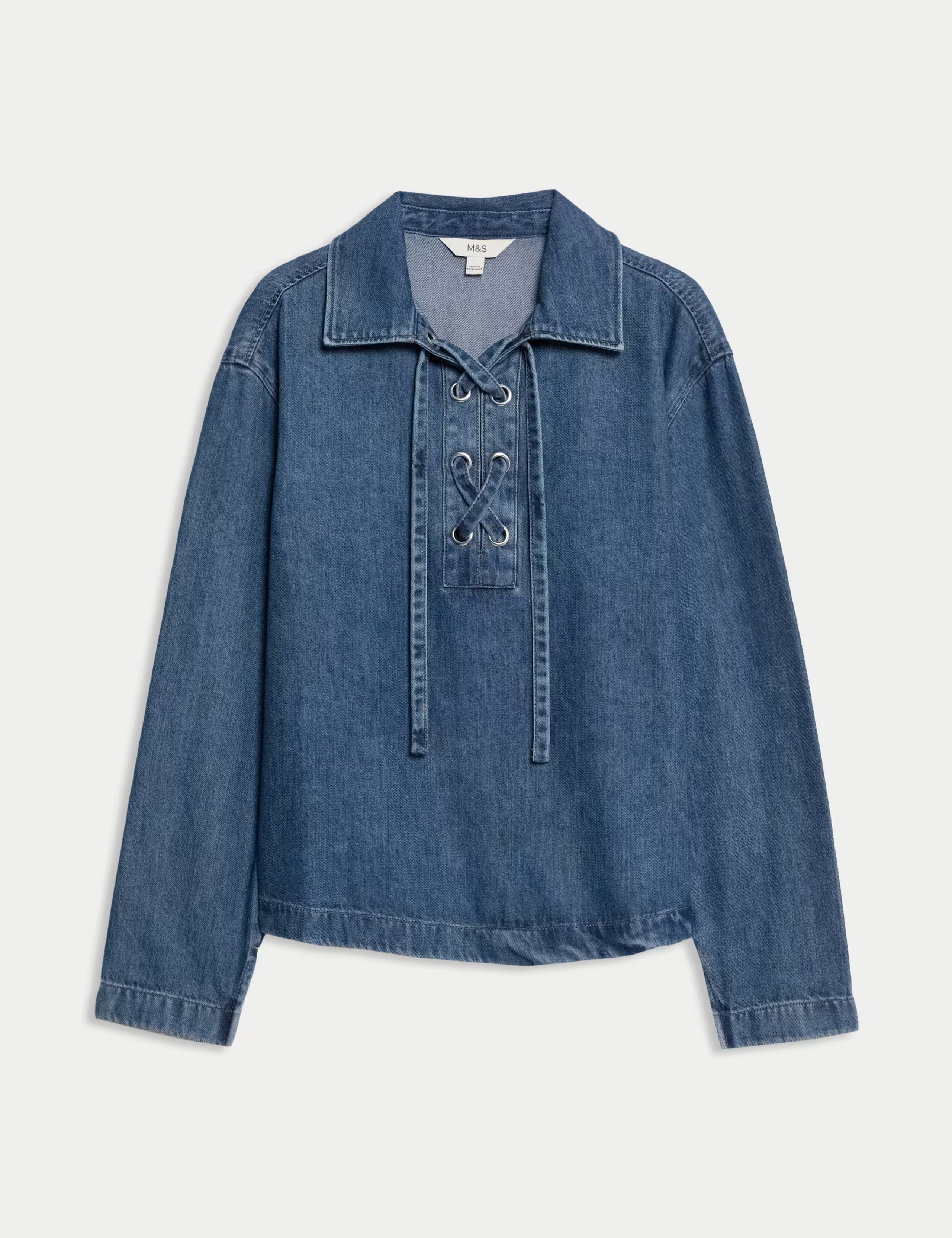 Denim Tie Fastening Blouse | Marks & Spencer (UK)