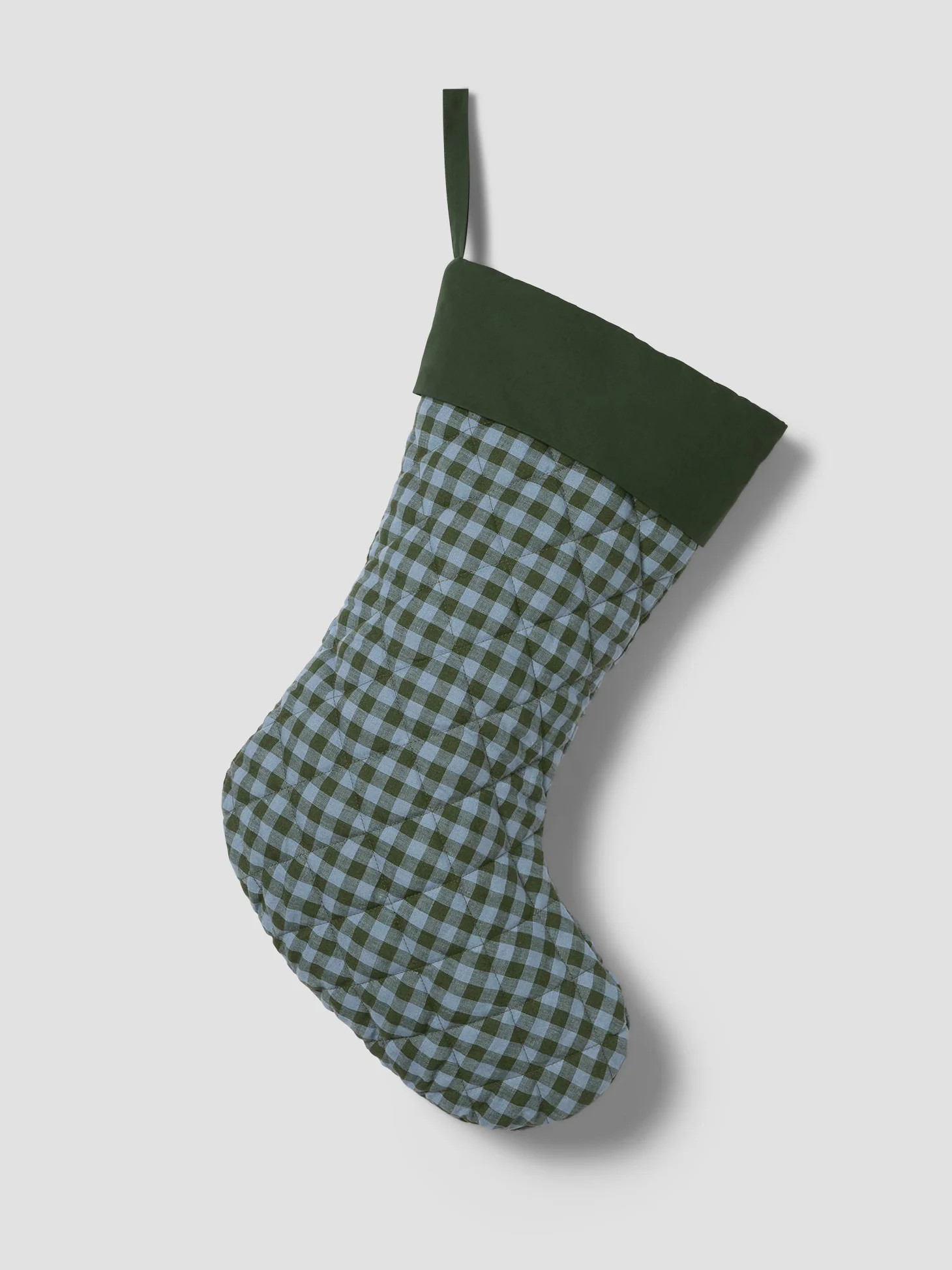 Fern Green & Dusk Blue Color Drenched Linen Blend Christmas Stocking | Piglet