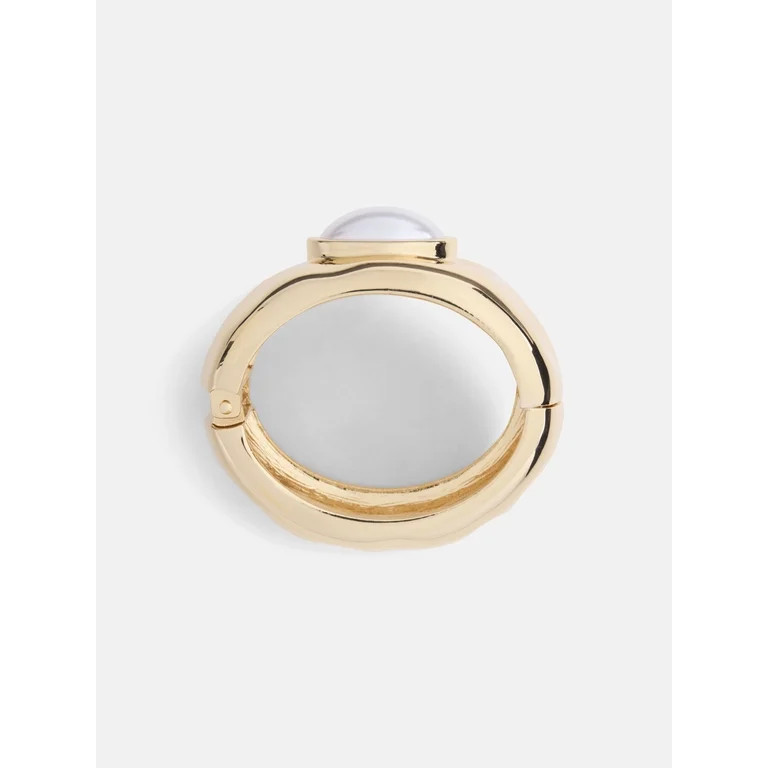 Scoop Faux Pearl Bezel Cuff Bracelet, Gold-Tone | Walmart (US)