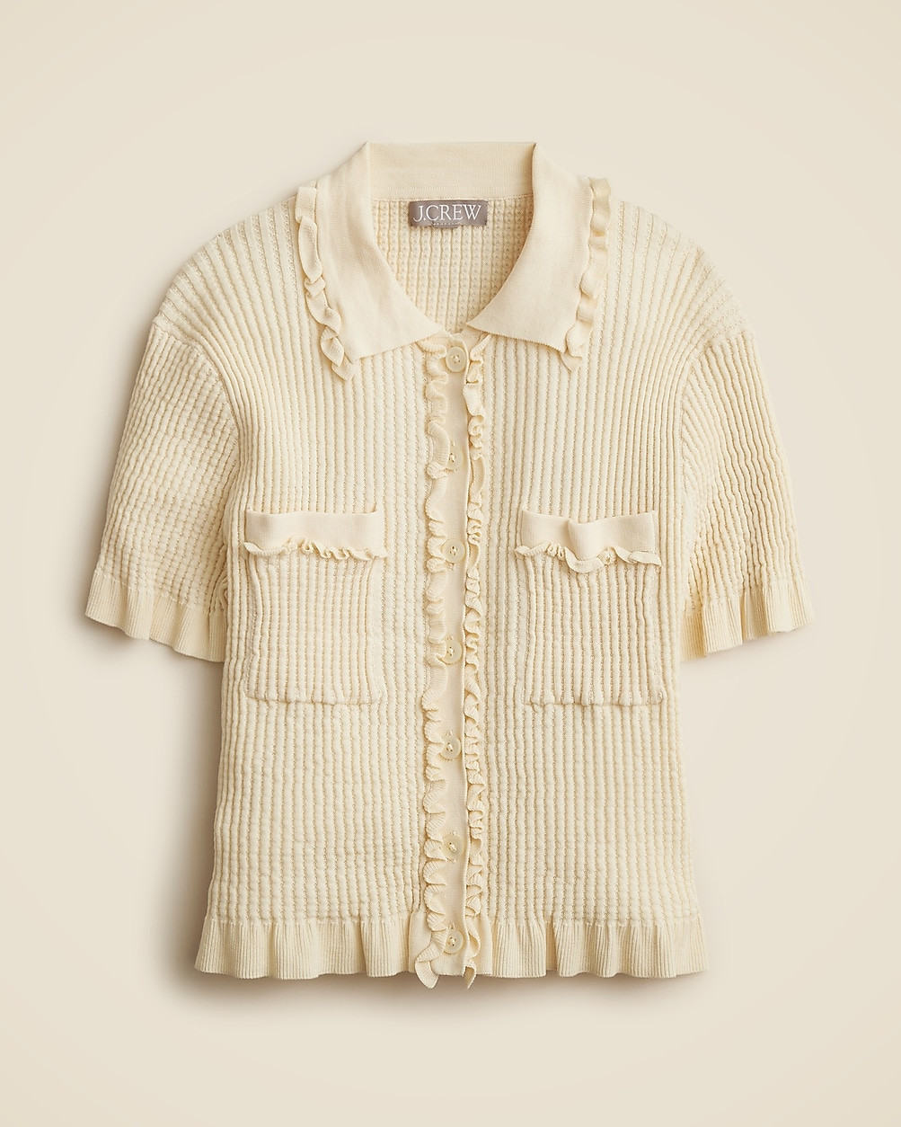 Pointelle ruffle-trim cardigan | J. Crew US