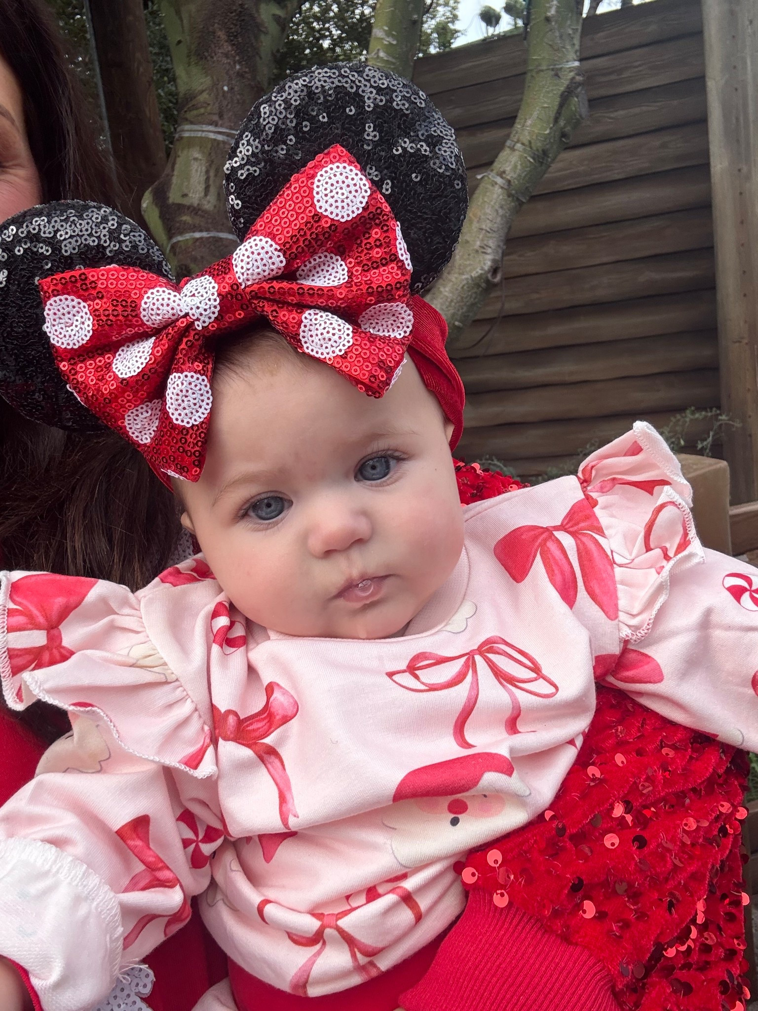 Holiday outfit for Disney & baby sized Minnie Mouse ears! It was impossible to find cute Disney holiday clothes for babies so we went with cute holiday outfits and added Disney accessories 

#LTKHoliday #LTKSeasonal #LTKBaby