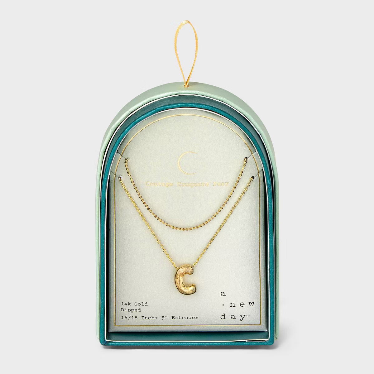 14K Gold Dipped Initial Bubble Multi-Strand Pendant Necklace - A New Day™ Gold | Target