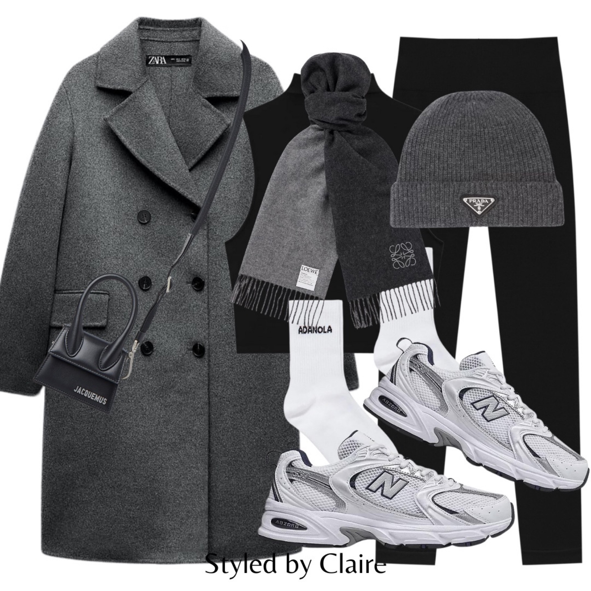 A realistic outfit🖤
Tags: grey long wool coat, new balance 530, Adanola socks, Prada beanie, Loewe scarf. Jacquemus bag, black leggings and crop top. Fashion winter inspo outfit ideas invierno zapatillas estilo city break casual street style Zara look

#LTKSeasonal #LTKshoecrush #LTKitbag