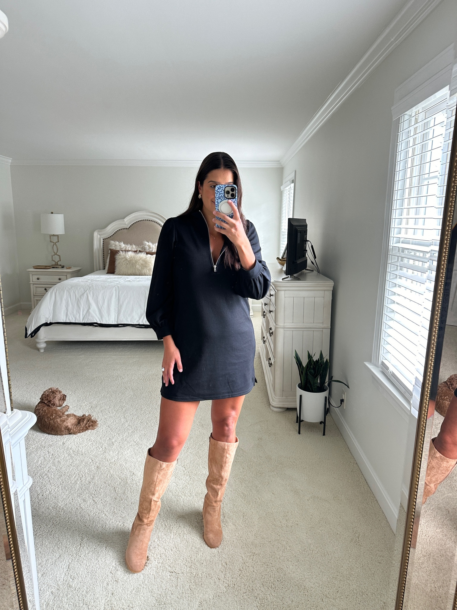 #walmartpartner Love this quarter zip dress and tall boots from @walmartfashion! Wearing a medium! #walmartfashion 

#LTKFindsUnder50 #LTKSeasonal