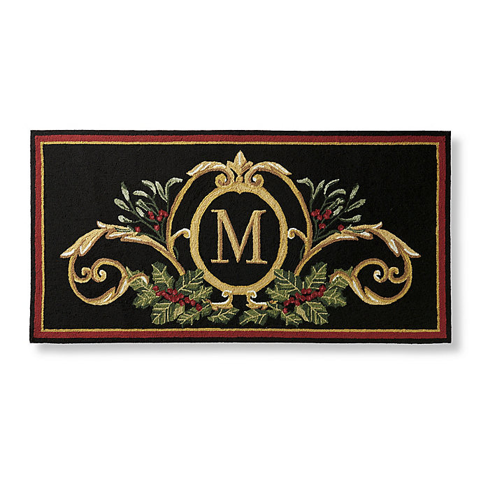 Feliz Monogrammed Door Mat with Holly & Mistletoe Design for Indoor/Outdoor Use | Frontgate