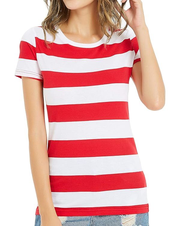 Rainbow T Shirt Women Striped Crew Neck Short Sleeve Stripes Tee Top Stripped | Amazon (US)