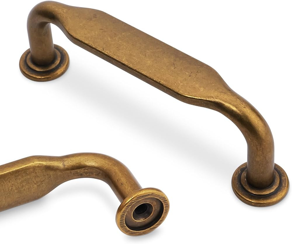 10 Pack Antique Brass Cabinet Pulls 3 Inch(76mm) Hole Centers Kitchen Cabinet Handles Zinc Alloy ... | Amazon (US)