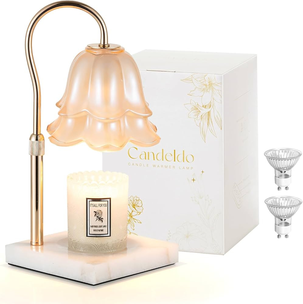 Candle Warmer Lamp with Timer: Flower Candle Warming Lamp with Marble Base Height Adjustable Wax ... | Amazon (US)
