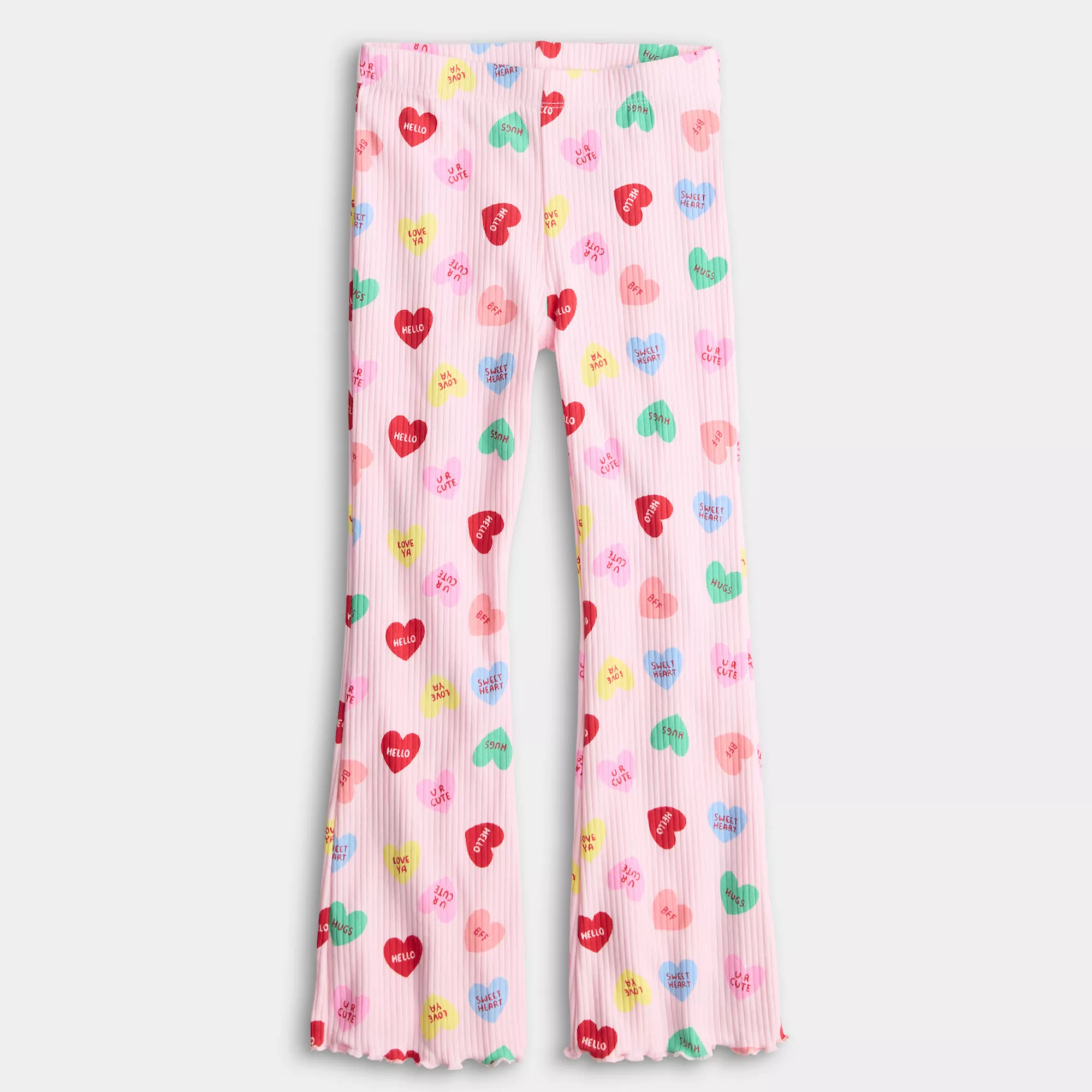 Girls 4-12 Jumping Beans® Heart Print Rib Flare Leggings | Kohl's