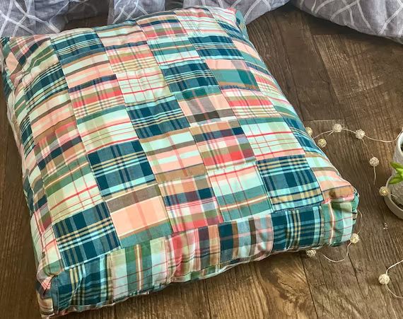 Personalized Plaid Dog Bed Choose Your Fabric Nantucket - Etsy | Etsy (US)