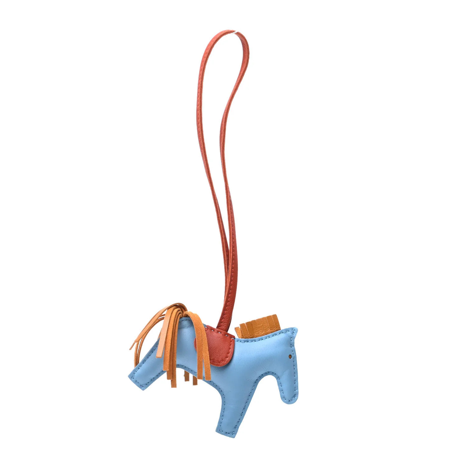 HERMES Milo Lambskin Grigri Rodeo Horse Bag Charm PM Celeste Naturel Bouton D'Or Cornaline | FASH... | Fashionphile