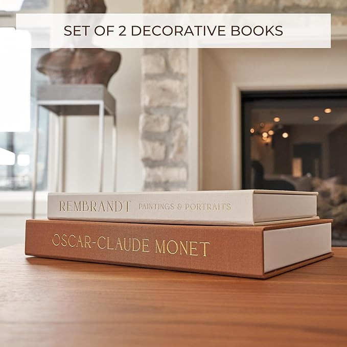 Beautiful Decorative Books - Set of 2 Linen Boxes Enhance Your Coffee Table, Bookshelf or Mantle ... | Amazon (US)