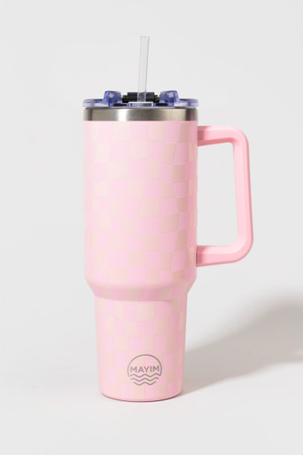 Stainless Pink Checkered Mug | Francesca's
