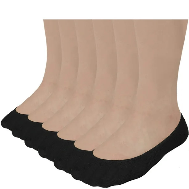 Debra Weitzner 6 Pairs Socks Women Non Slip No Show Liner Invisible Low Cut For Flats Black L/XL | Walmart (US)