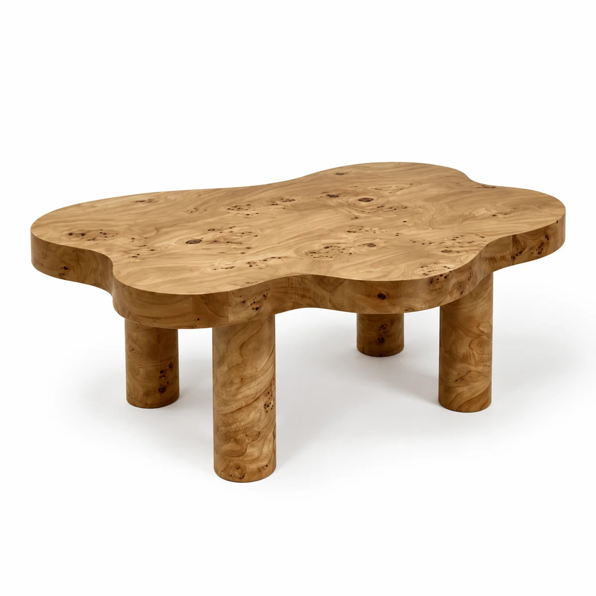 Contemporary Burl Wood Coffee Table with Pedestal Base, Modern Low Profile Design Featuring Natur... | Wayfair North America