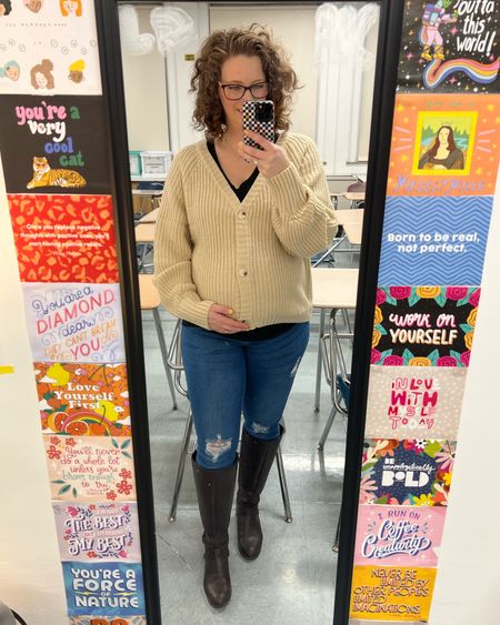 Friday vibes include realizing many non-maternity clothes are starting to just not work 😵‍💫 less than 13 weeks to go!

Sweater XL
T-shirt maternity M
Jeans maternity L
Boots 7W WC

#LTKworkwear #LTKmidsize #LTKbump