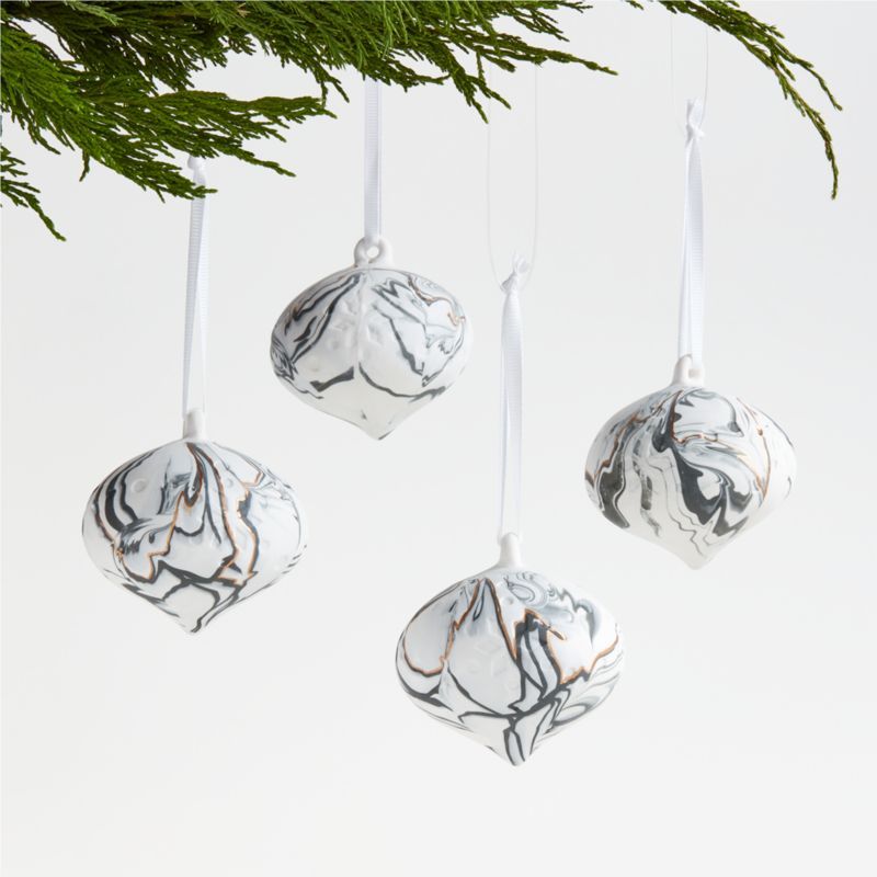 Marble Dipped Onion Christmas Tree Ornaments, Set of 4 + Reviews | Crate & Barrel | Crate & Barrel