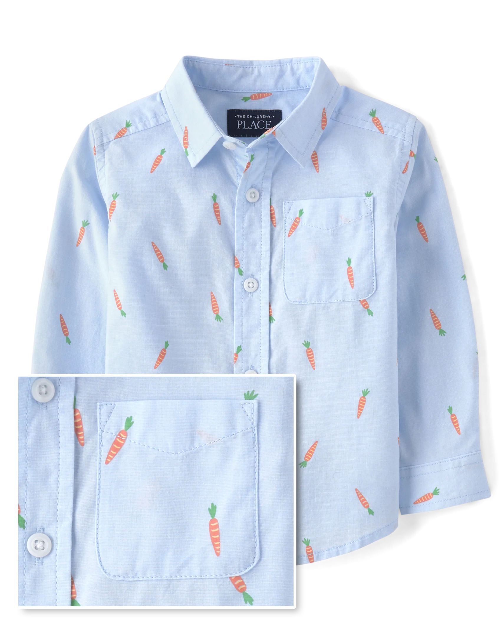 Baby And Toddler Boys Carrot Poplin Button Up Shirt - whirlwind | The Children's Place
